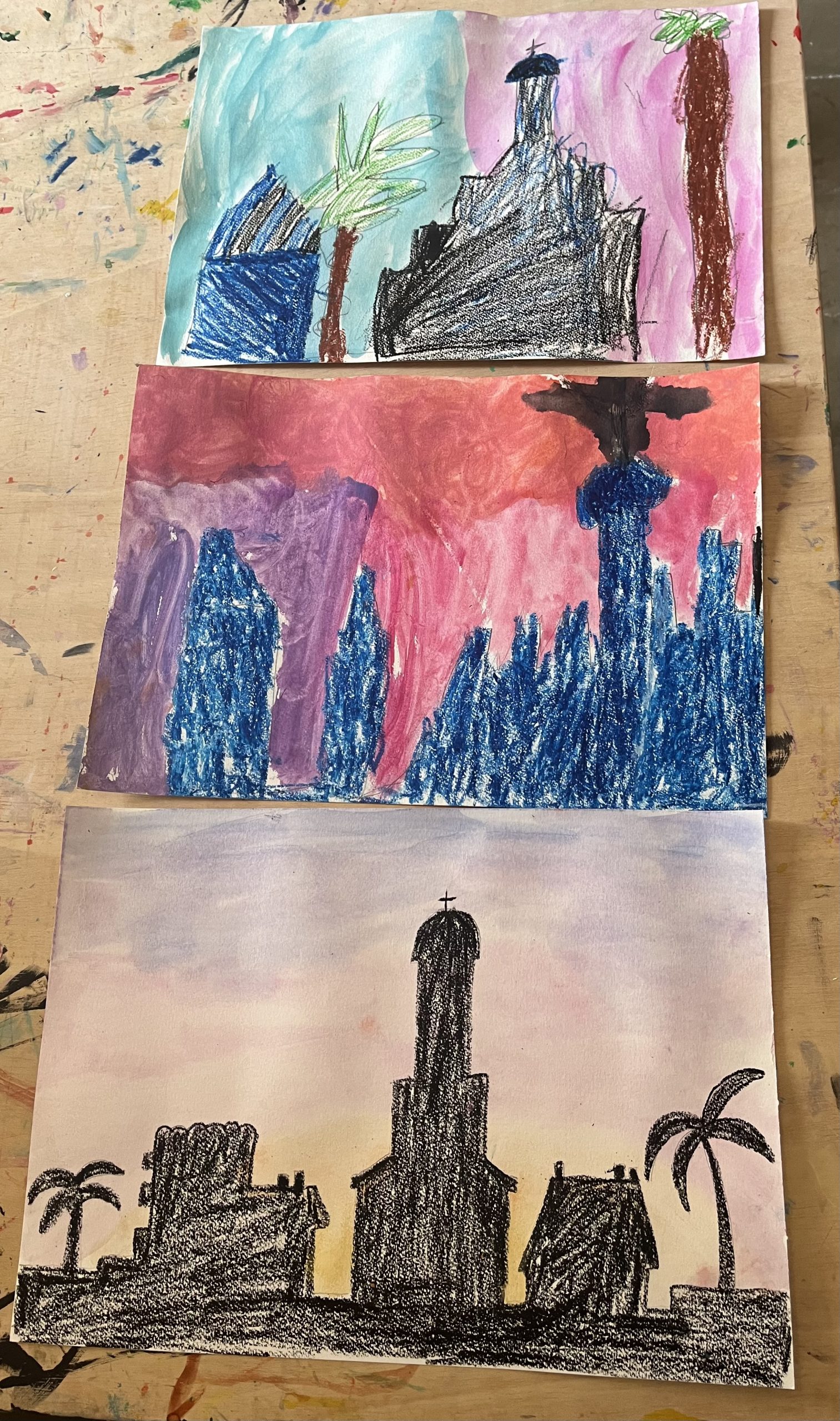 Aquarellbild Sonnenuntergang